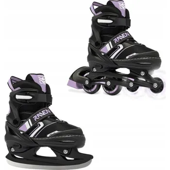 RAVEN Kolečkové brusle 2v1 nastavitelná LED kolečka Raven Helixi 38/42 FIALOVÁ|ČERNÁ