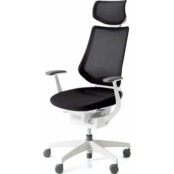 KOKUYO ING Glider 360° bílá kostra, černá síťovina, s podhlavníkem