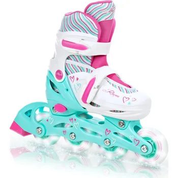 Kolečkové brusle RAVEN Nastavitelné inline brusle Raven Loret Luminous LED kolečka 27/30 BÍLÁ|RŮŽOVÁ|ZELENÁ