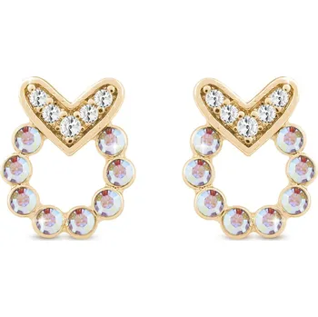 Náušnice Biju Pozlacené náušnice 14K pecky, kolečko složeno z barevných zirkonů se srdíčkem 1002379