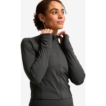 DOMYOS Dámská přiléhavá sportovní bunda L ŠEDÁ