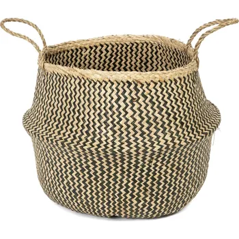 Compactor pletený úložný košík Belly L, mořská tráva přírodní s černou