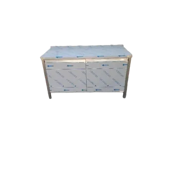 Dílenský stůl PMN - Výroba nerezového zařízení s.r.o. Nerezový pracovní stůl s dvířky a policemi 1400 x 800 x 900 mm