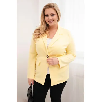 Kesi Dámské sako Plus Size s dlouhým rukávem a límcem Barva: Žlutá, Velikost: UNI