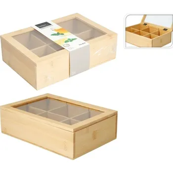 Dóza na potraviny Koopman Dřevěný 9x box na čajové sáčky