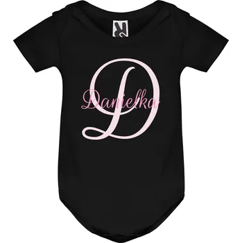 Kojenecký body Kojenecké body růžová iniciála Barva: Černá, Velikost: 12M