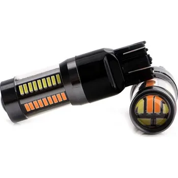 Autožárovka Rabel W21/5W 7443 T20 dual color 66 smd 4014 oranžova bílá s čočkou USA