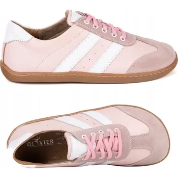 Dámská obuv Barefoot dámské kožené polobotky IDA Olivier zero drop růžové 37