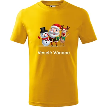 Dámské tričko Vánoční dětské tričko Santa a kamarádi Barva: Žlutá, Velikost: 4