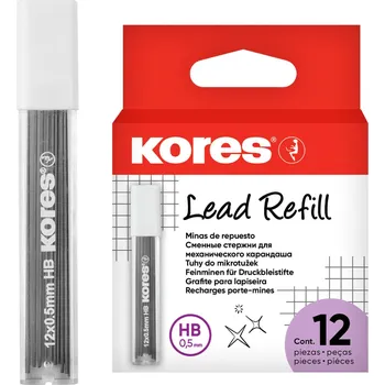 Kancelářské potřeby KORES do mikrotužky 0.5 mm HB - 12 x 12 tuh v balení