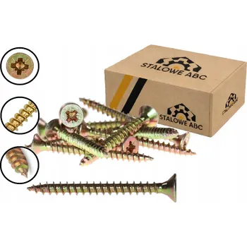 Vrut Tvrzený vrut s plným závitem, žlutý pozink 5x60 - 1 kg - STALOWE ABC