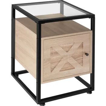 Noční stolek TecTake Noční stolek Kidderminster 40 × 43 × 60,5 cm - Industrial světlé dřevo, dub Sonoma