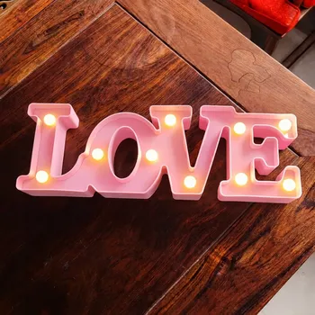Lampička Nápis LOVE LED Lampa Růžová Dekorace Romantická Valentýnská Na Stůl