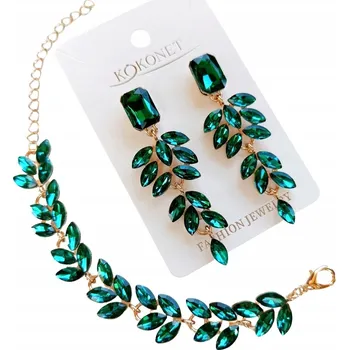 Náramek Sada šperků náušnice náramek zlaté se zirkony lesklé doplňky