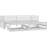 SHUMEE výsuvná válenda 2× (90 × 200) cm, masivní borovice, bílá, 3083710