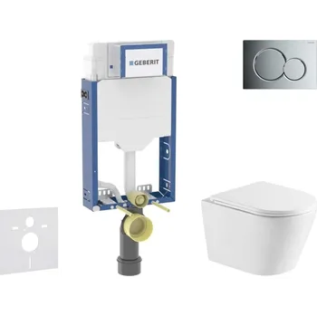 WC sada Geberit Kombifix - Set předstěnové instalace, klozetu Nefia a sedátka softclose, tlačítko Sigma01, lesklý chrom SANI15CA1140