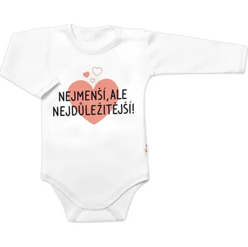Kojenecký body Baby Nellys Body dlouhý rukáv, Nejmenší, ale nejdůležitější Baby Nellys, bílé Vel. 74