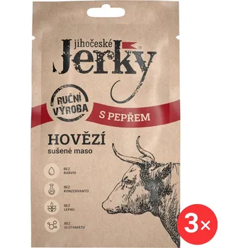 Sušené maso Jihočeské Jerky Hovězí s pepřem 3 x 20 g