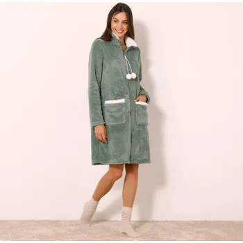 Dámský župan Blancheporte Plyšový župan na zip khaki/režná 42/44