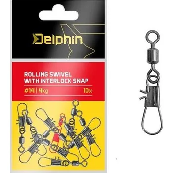 Delphin Rolling swivel with interlock snap Velikost 4 14 kg 2 × 10 ks