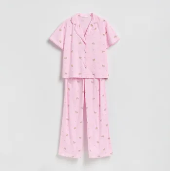 Reserved - Dvoudílná pyžamová souprava s&nbsp;potiskem medvěda - růžová - 189HQ-30X - 189HQ-30X-XS