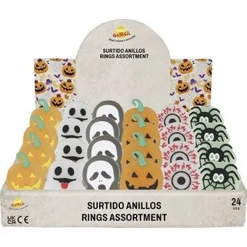 Karnevalový doplněk Guirca Sada svítích led prstýnků - mix Halloween 24 ks