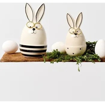 Velikonoční dekorace Sinsay - Velikonoční vajíčko s motivem zajíce v brýlích - bílá - 224IJ-00X - 224IJ-00X-ONE