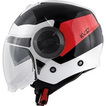 Helma na motorku KAPPA KV37 OREGON ZONE - otevřená červená jet moto přilba XS