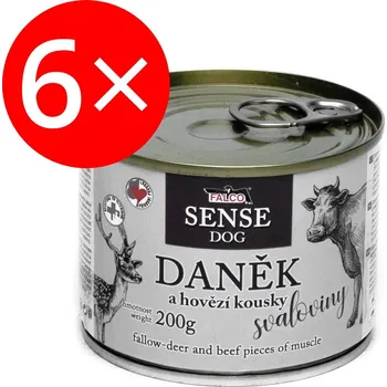 Krmivo pro psa Sokol Falco Sense Dog daněk a hovězí 6 × 200 g