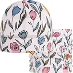 Set funkční čepice a nákrčníku Bruno - vzor 005 - bílá - tulipány XL 56 - 58