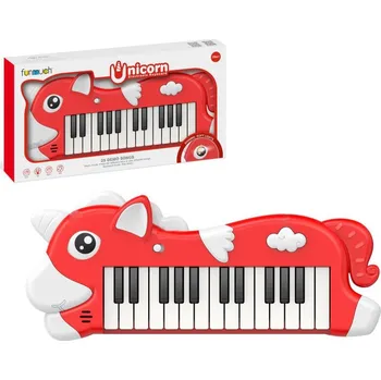 Hudební nástroj pro děti Elektronická klávesnice Jednorožec - červená