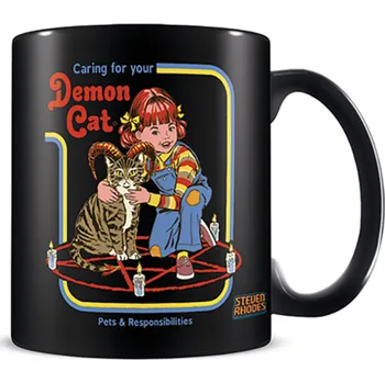 Šálek z Steven Rhodes - Demon Cat - Žádný - černá