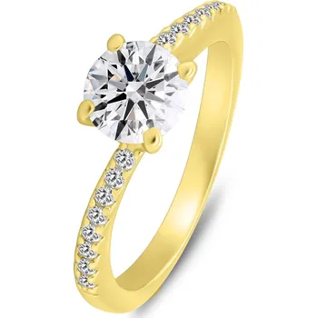 Šperk Brilio Silver Pozlacený zásnubní prsten s čirými zirkony RI138Y 54 mm (Ag925/1000, 2,48 g)