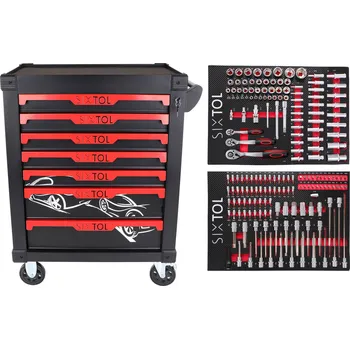 SIXTOL Dílenský vozík na nářadí Mechanic Trolley Kevin 182, 7 šuplíků,182 ks nářadí