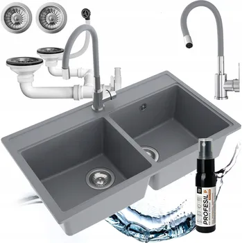 Granitový dřez Dvoukomorový dřez Milo Metro granit šedý