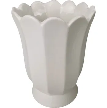 Bílá keramická váza Luno – 16,5 × 16,5 × 24 cm