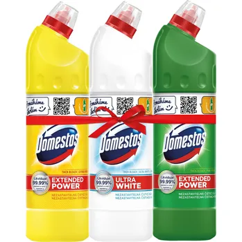 WC čistič DOMESTOS Ultra White, Extended Power Citrus & Pine 3× 750 ml