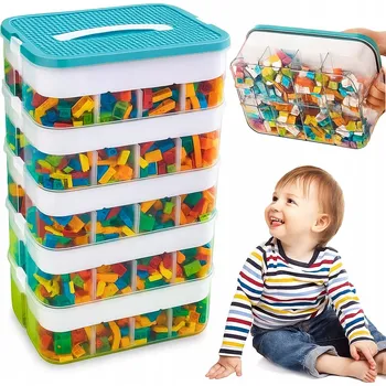 Úložný box Úložný box na LEGO kostky, 5-patrový vrstvený organizér s přihrádkami, 30 l