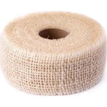 Vánoční dekorace DuraHome Jutová stuha 5 cm / 10 m, vyztužená, bílá