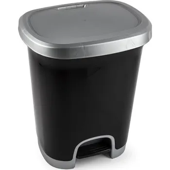Odpadkový koš Plastic Forte COLOR Koš na odpad 27 l ČERNO-STŘÍBRNÝ bez vložky s pedálem