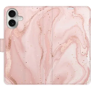 Pouzdro na mobilní telefon iSaprio Flip pouzdro RoseGold Marble pro iPhone 16