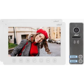 Domovní zvonek ORNO EX 1063 - kvalitní domovní videotelefon pro 2 účastníky, čtečka RFID karet, černé a bílé provedení monitorů, antivandalová dveřní jednotka, Barva: Bílá