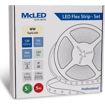 Žárovka McLED Set LED pásek 5m, WW, 9,6W/m