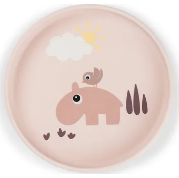 dětský talíř DONE BY DEER Stick and stay silikonový talíř Playground - růžový