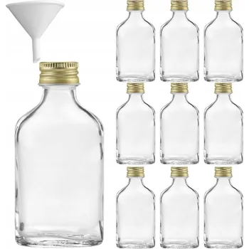 Placatka Mikken 10 x placatka 20 ml malé skleněné lahvičky v sadě + trychtýř