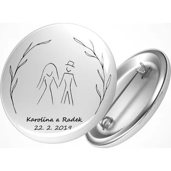 Svatební placka siluety Průměr placky: 25 mm