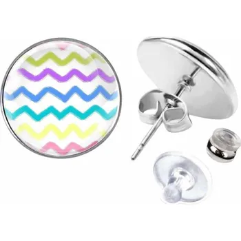Náušnice Peckové náušky Náušnice z chirurgické oceli 14 mm, Barevné vlnky