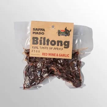 Sušené maso SAFFA MASO Sušené hovězí maso Biltong Red wine & Garlic 250 g