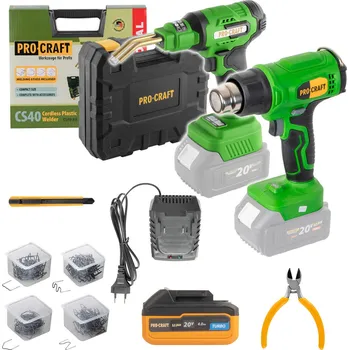 Horkovzdušná pistole Procraft SCS40/PH24bb/20-4Turbo sada aku svářečka pro plasty CS40bb a pistole horkovzdušná PH24bb