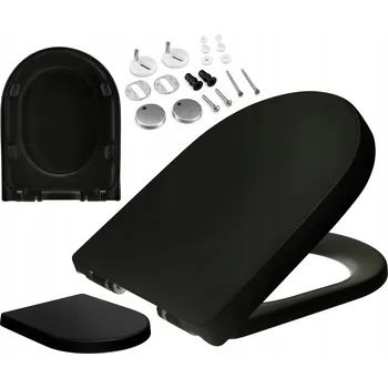 WC sedátko WC sedátko s pomalým sklápěním Univerzální Černé pro KOŁO ROCA CERSANIT